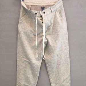 Oatmeal button front joggers